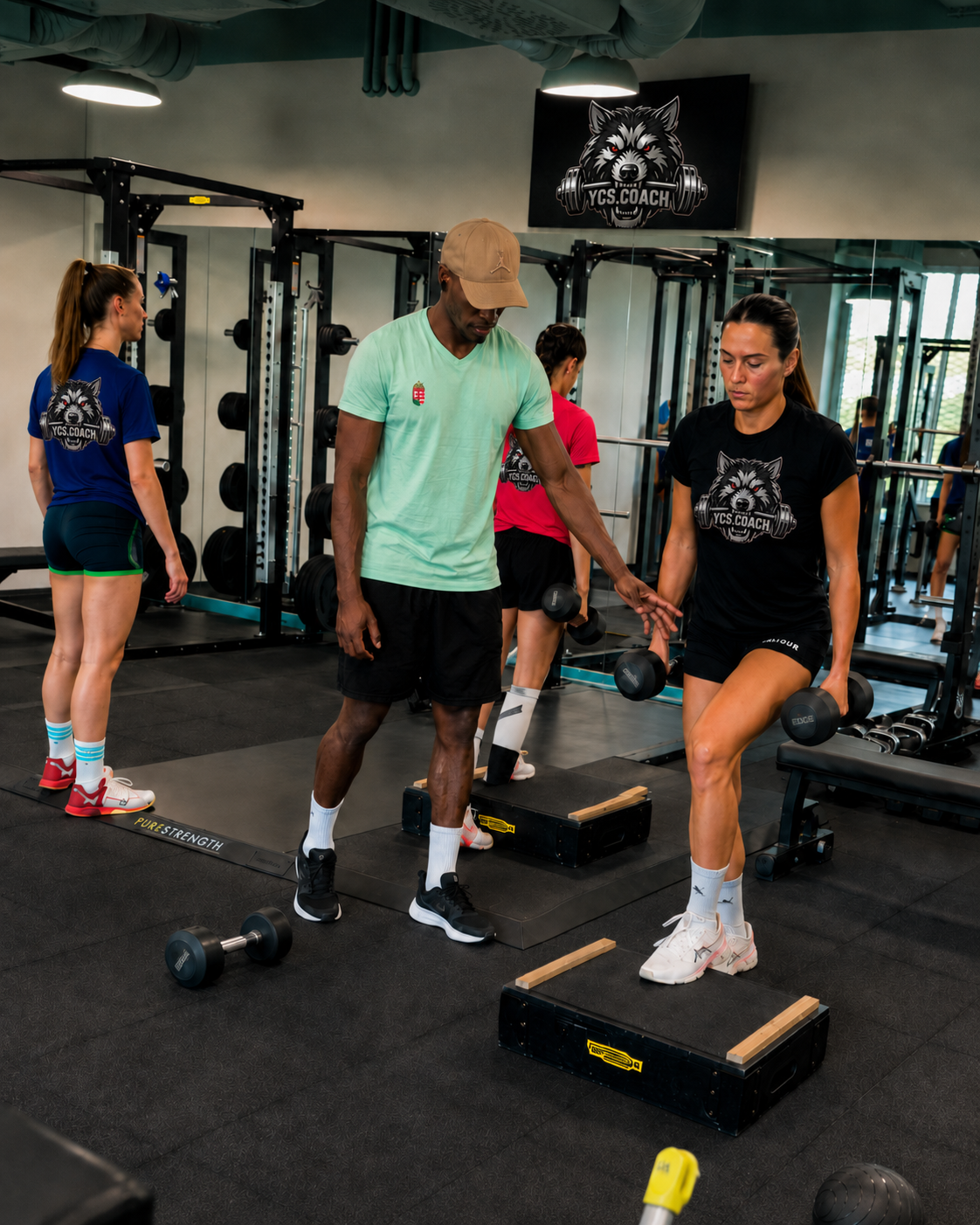 YCS personal trainer coaching an athlete in the gym
